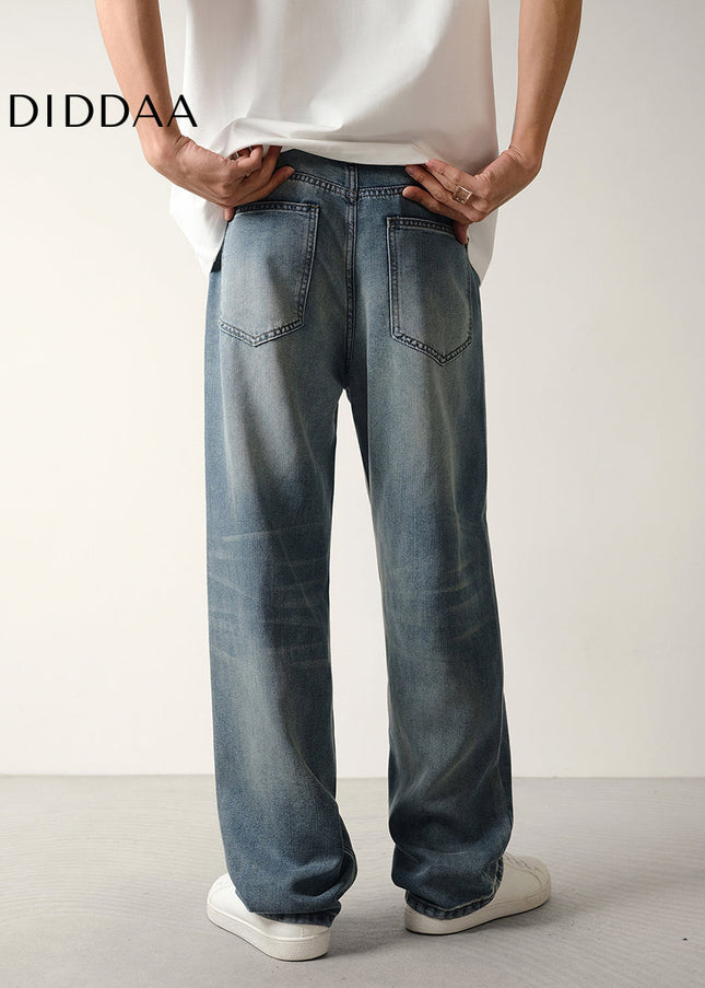 Light Blue Nostalgic Wash Loose Straight Jeans - Men’s Jeans