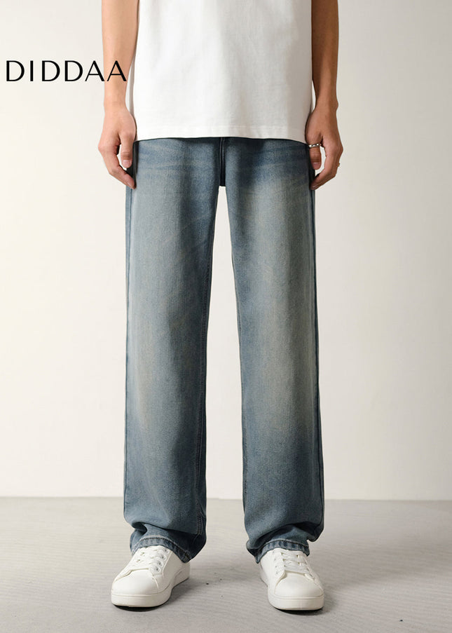 Light Blue Nostalgic Wash Loose Straight Jeans - Men’s Jeans