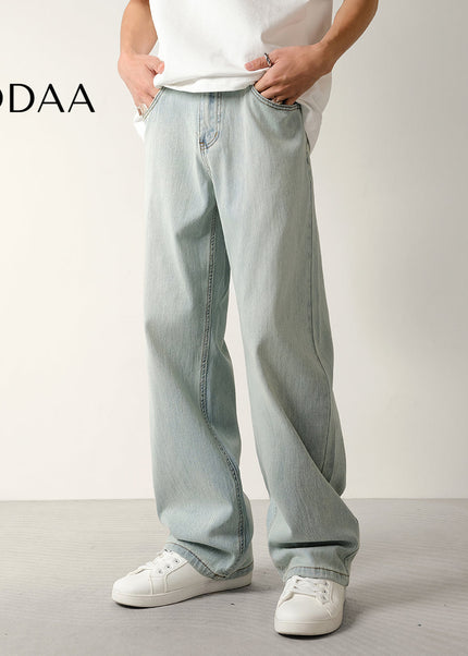 Light Blue Nostalgic Wash Stretch Straight Jeans - 28 / Light Blue - Men’s Jeans