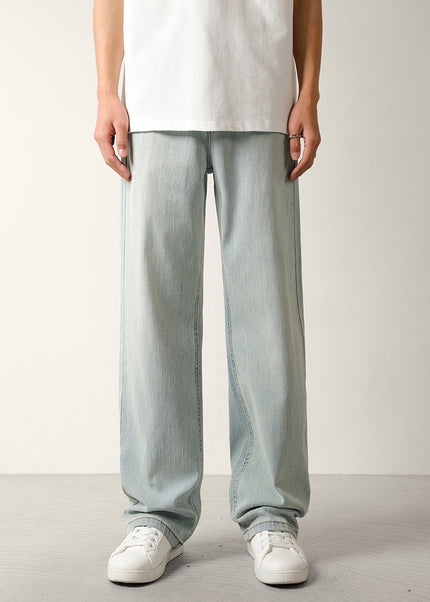 Light Blue Nostalgic Wash Stretch Straight Jeans - Men’s Jeans