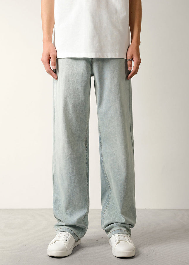 Light Blue Nostalgic Wash Stretch Straight Jeans - Men’s Jeans