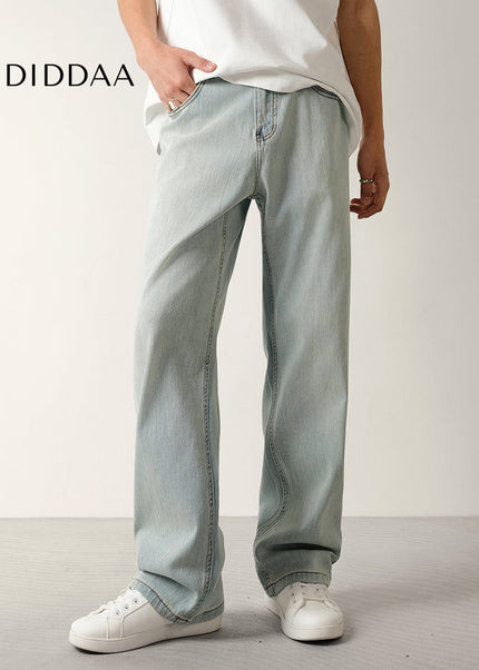 Light Blue Nostalgic Wash Stretch Straight Jeans - Men’s Jeans