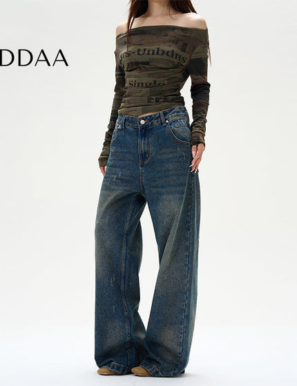 Light Blue Relaxed Loose Straight-Leg Jeans - S / Dark Blue - Women’s Jeans