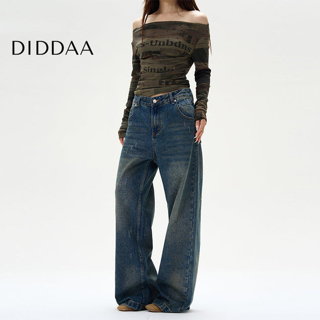 Light Blue Relaxed Loose Straight-Leg Jeans - S / Dark Blue - Women’s Jeans