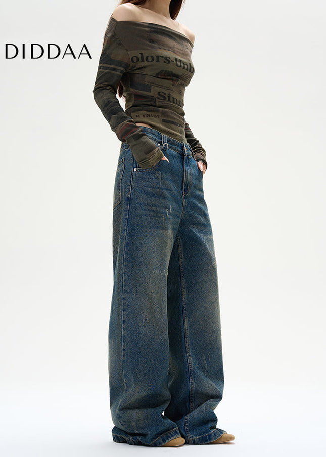 Light Blue Relaxed Loose Straight-Leg Jeans - Women’s Jeans