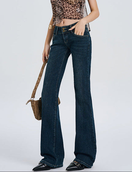 Light Blue Retro Bootcut Jeans with Slim Fit Design - Women’s Jeans