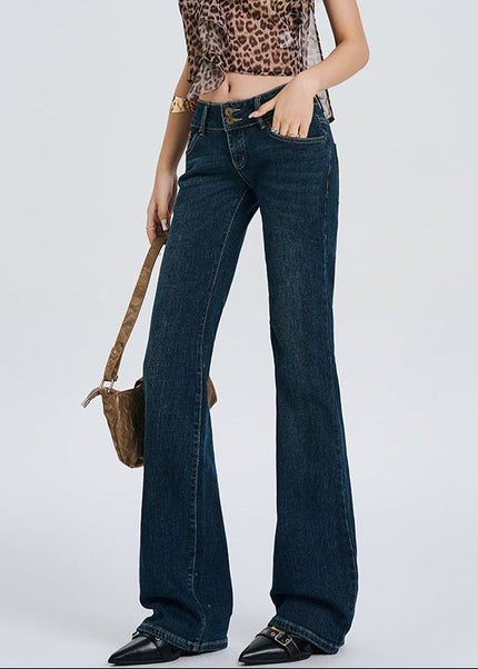 Light Blue Retro Bootcut Jeans with Slim Fit Design - Women’s Jeans