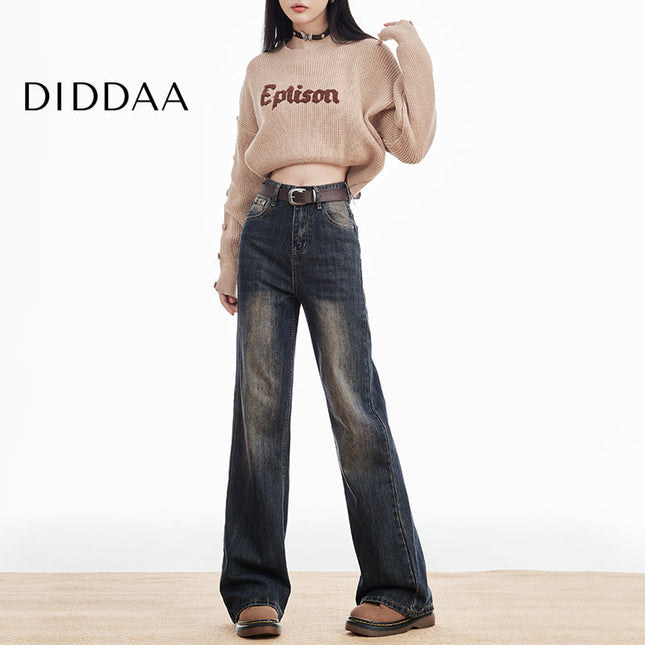 Light Blue Retro Distressed Micro Flared Jeans - Women’s Jeans