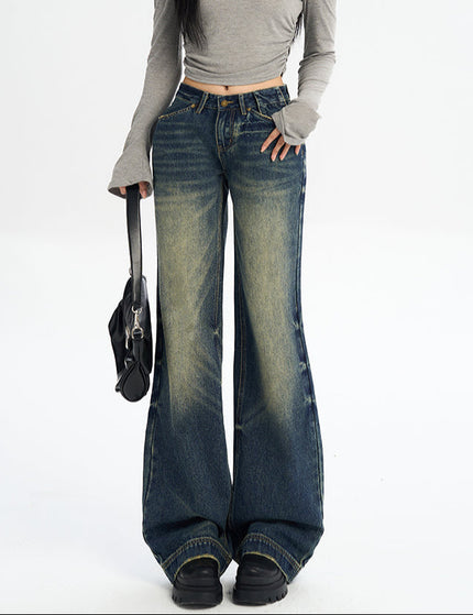 Light Blue Retro Distressed Straight-Leg Jeans - Women’s Jeans