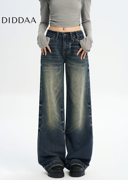 Light Blue Retro Distressed Straight-Leg Jeans - Women’s Jeans