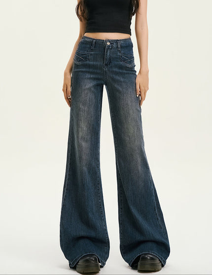 Light Blue Retro High-Waisted Wide-Leg Jeans - Women’s Jeans
