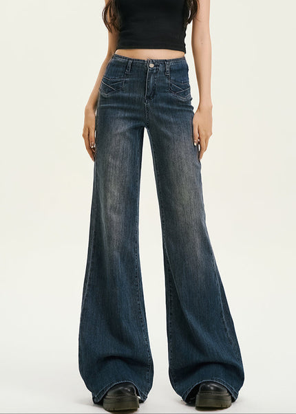 Light Blue Retro High-Waisted Wide-Leg Jeans - Women’s Jeans