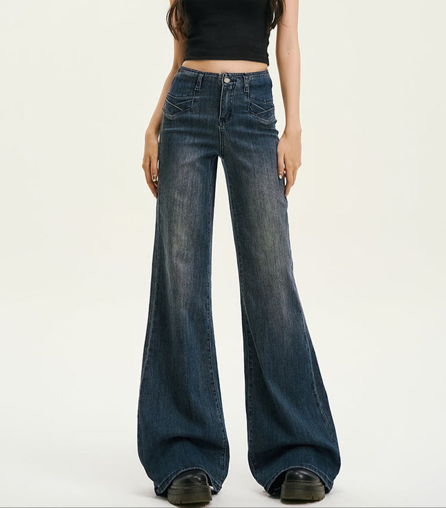 Light Blue Retro High-Waisted Wide-Leg Jeans - Women’s Jeans