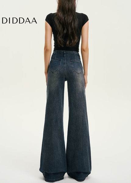 Light Blue Retro High-Waisted Wide-Leg Jeans - Women’s Jeans