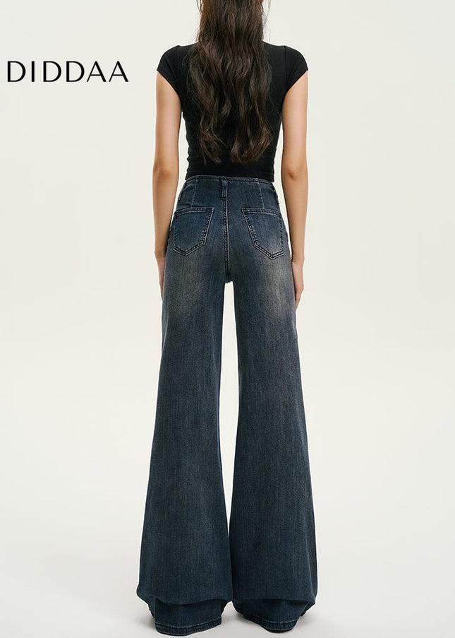 Light Blue Retro High-Waisted Wide-Leg Jeans - Women’s Jeans
