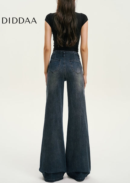 Light Blue Retro High-Waisted Wide-Leg Jeans - Women’s Jeans