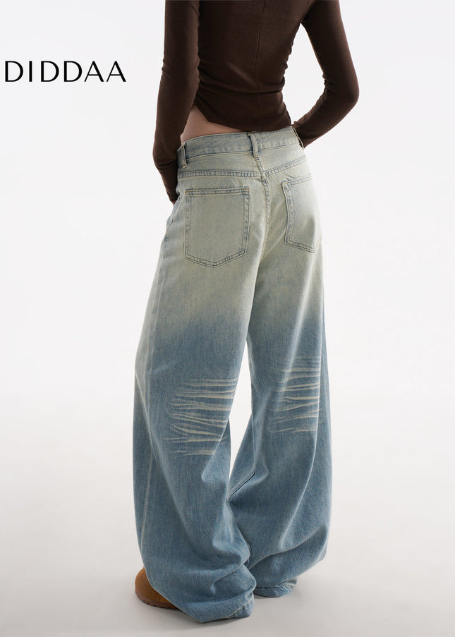 Light Blue Retro Loose Fit Wide Leg Jeans - Women’s Jeans