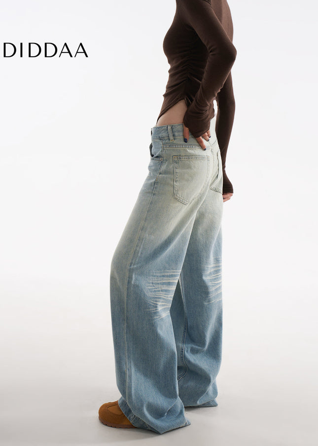Light Blue Retro Loose Fit Wide Leg Jeans - Women’s Jeans