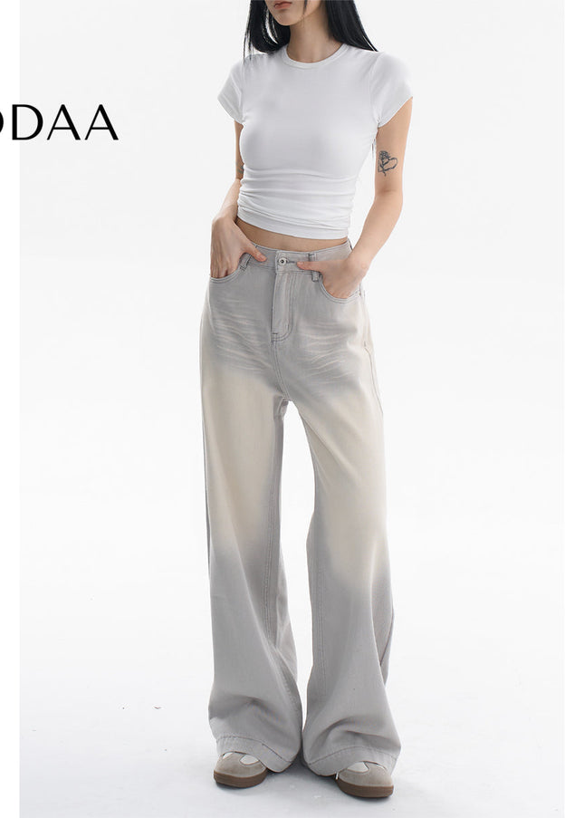 Light Blue Retro Loose Fit Wide Leg Jeans - XS / Grey - Women’s Jeans