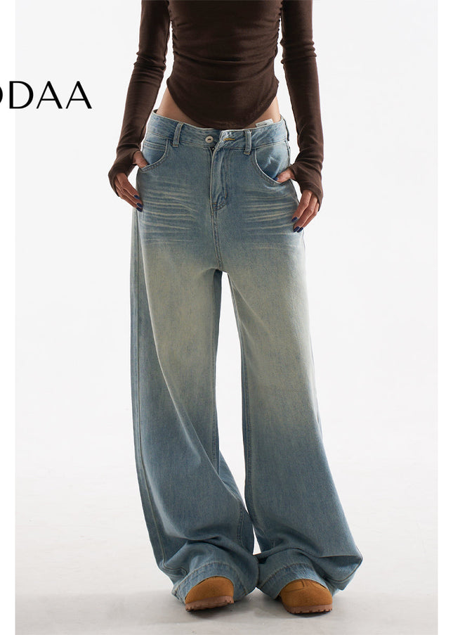 Light Blue Retro Loose Fit Wide Leg Jeans - XS / Mid Blue - Women’s Jeans