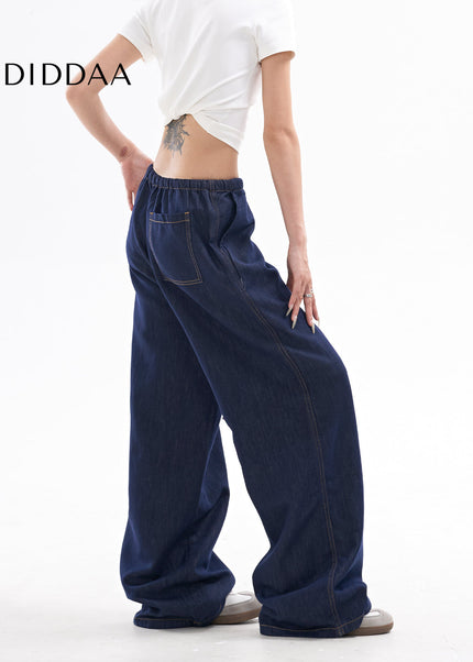 Light Blue Retro Loose Wide Leg Jeans for Women - Women’s Jeans