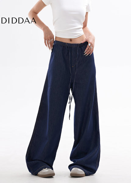 Light Blue Retro Loose Wide Leg Jeans for Women - Women’s Jeans
