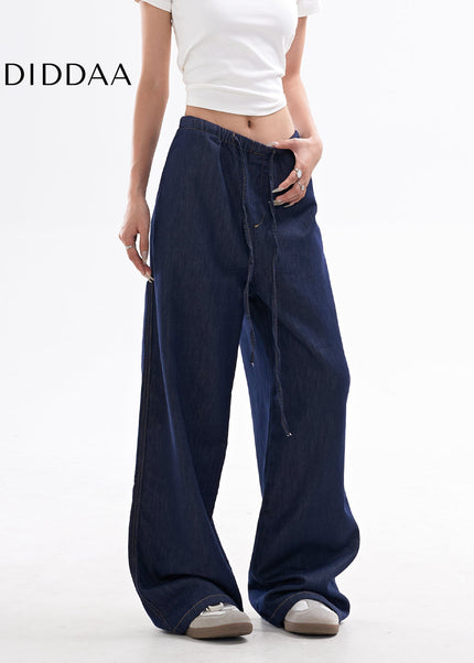 Light Blue Retro Loose Wide Leg Jeans for Women - Women’s Jeans