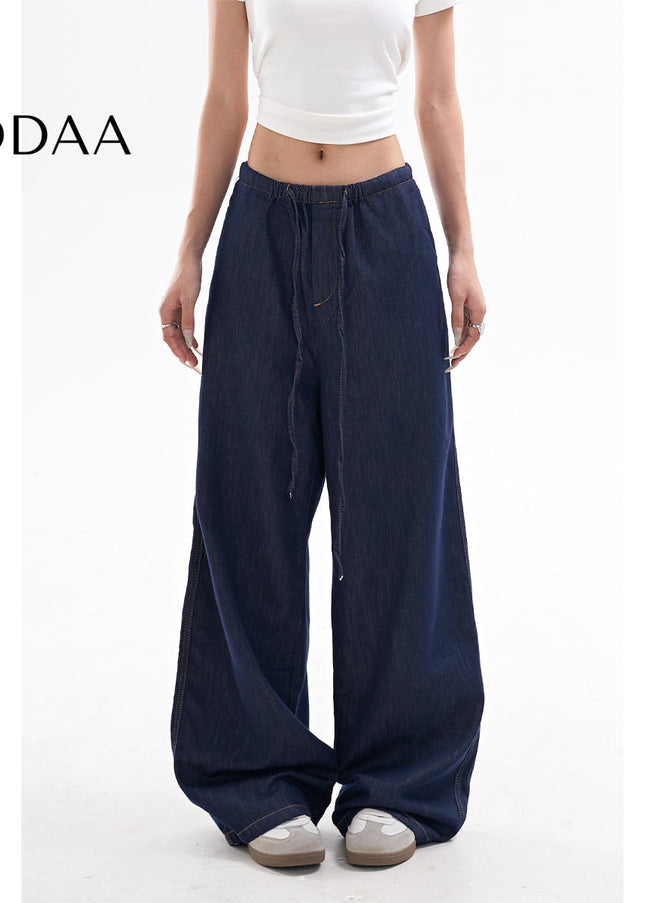 Light Blue Retro Loose Wide Leg Jeans for Women - Women’s Jeans