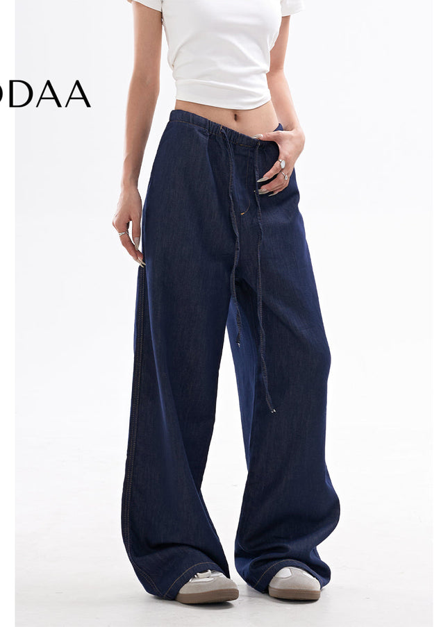 Light Blue Retro Loose Wide Leg Jeans for Women - XS / Dark Blue - Women’s Jeans