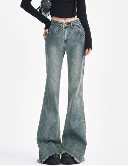 Light Blue Retro Low-Rise Flared Jeans Women’s 2025 Design - Women’s Jeans