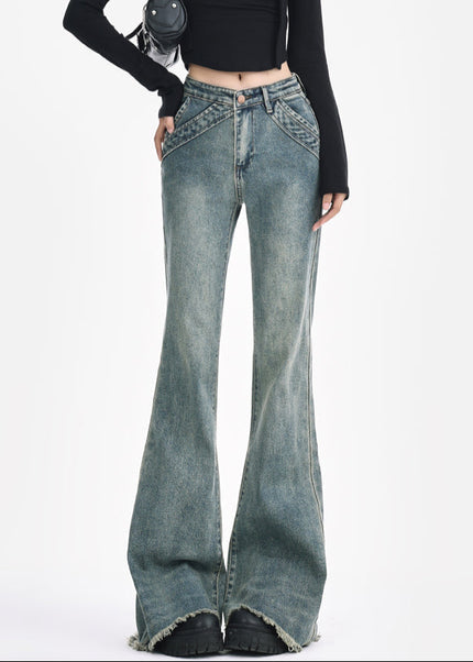 Light Blue Retro Low-Rise Flared Jeans Women’s 2025 Design - Women’s Jeans