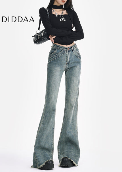 Light Blue Retro Low-Rise Flared Jeans Women’s 2025 Design - Women’s Jeans