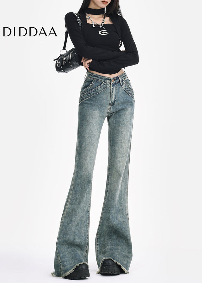 Light Blue Retro Low-Rise Flared Jeans Women’s 2025 Design - Women’s Jeans