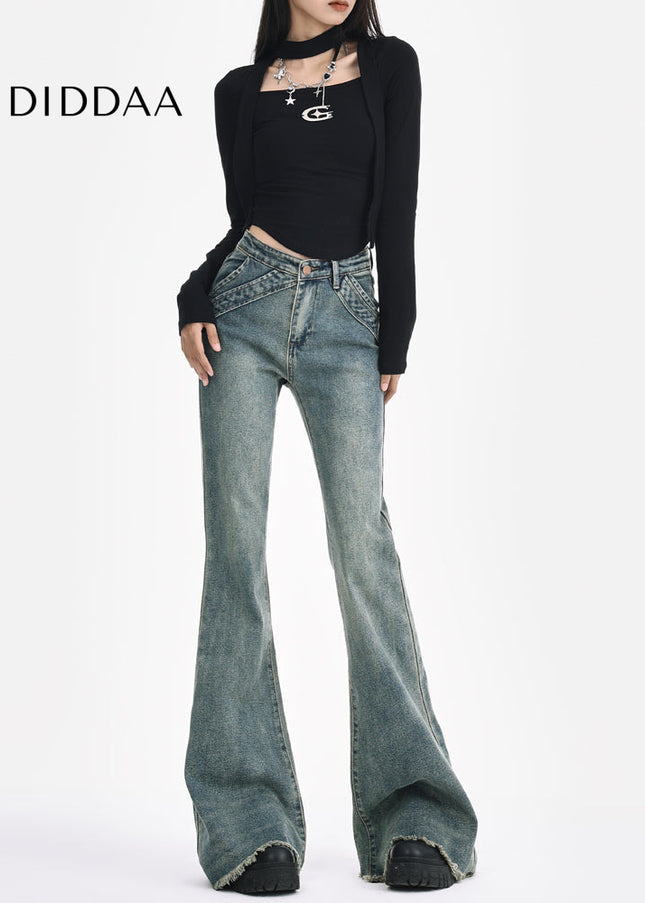 Light Blue Retro Low-Rise Flared Jeans Women’s 2025 Design - Women’s Jeans