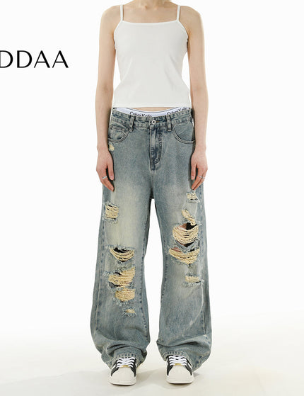 Light Blue Retro Ripped Bootcut Jeans for Men and Women - S / Vintage Blue - Men’s Jeans