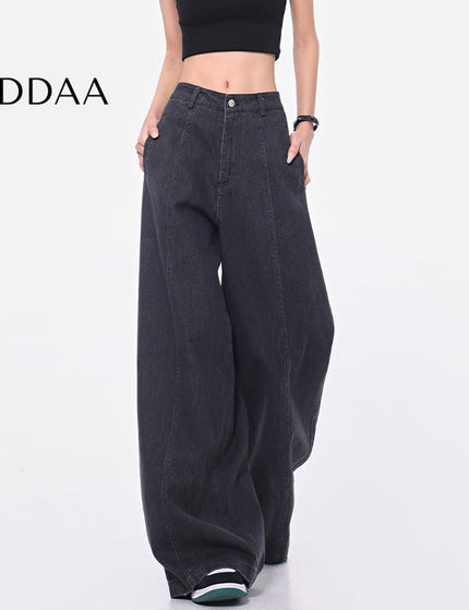 Grey Vintage Wash Loose Wide-Leg Jeans for Women - Women’s Jeans