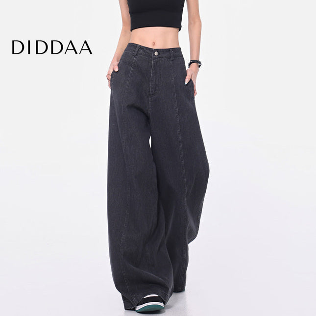 Grey Vintage Wash Loose Wide-Leg Jeans for Women - Women’s Jeans