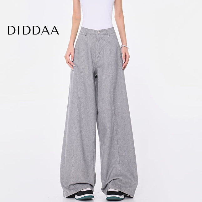 Grey Vintage Wash Loose Wide-Leg Jeans for Women - S / Grey - Women’s Jeans