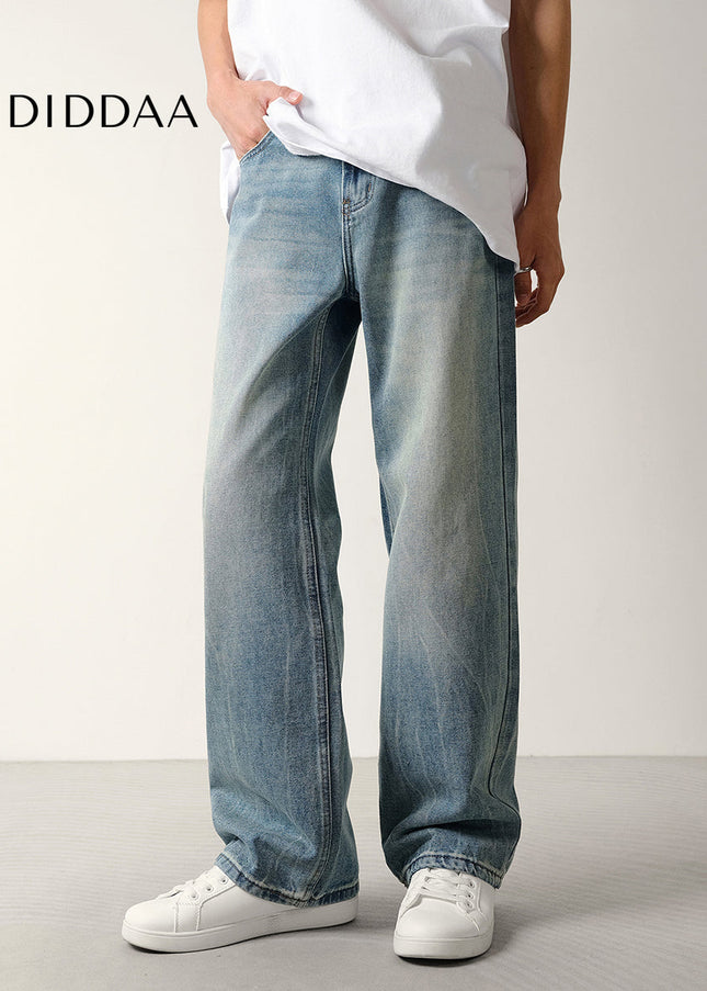 Light Blue Retro Washed Flared Jeans for Men - Men’s Jeans