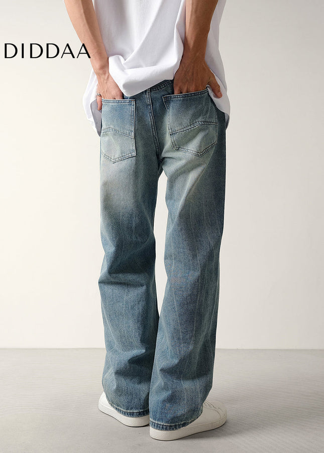 Light Blue Retro Washed Flared Jeans for Men - Men’s Jeans