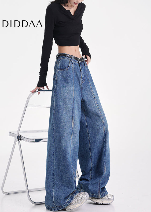 Light Blue Retro Washed Straight-Leg Jeans - Women’s Jeans