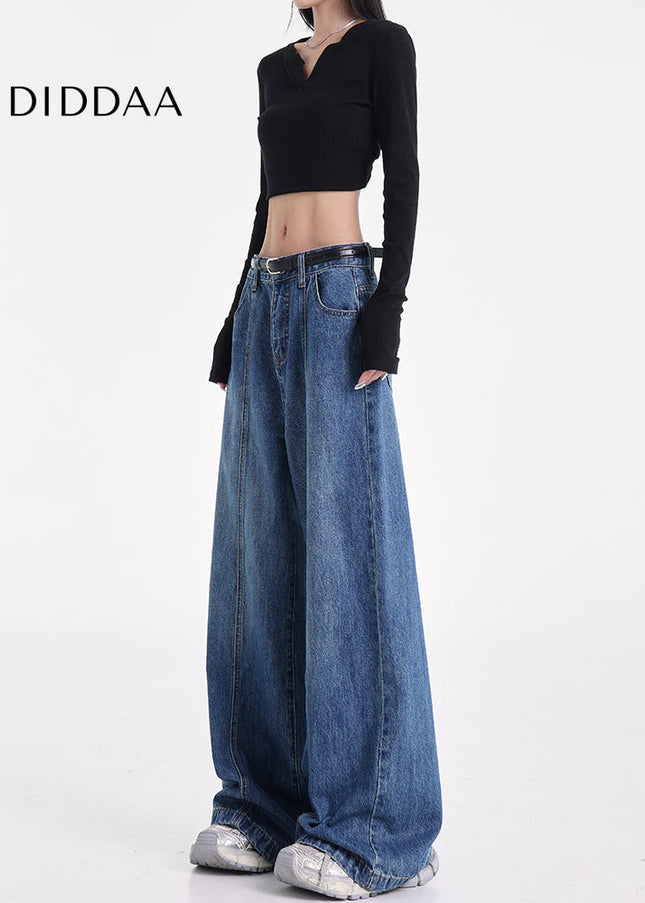 Light Blue Retro Washed Straight-Leg Jeans - Women’s Jeans