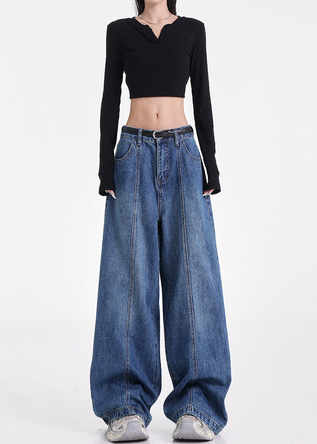 Light Blue Retro Washed Straight-Leg Jeans - Women’s Jeans