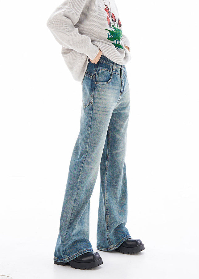 Light Blue Retro Wide-Leg High-Waisted Jeans - Women’s Jeans
