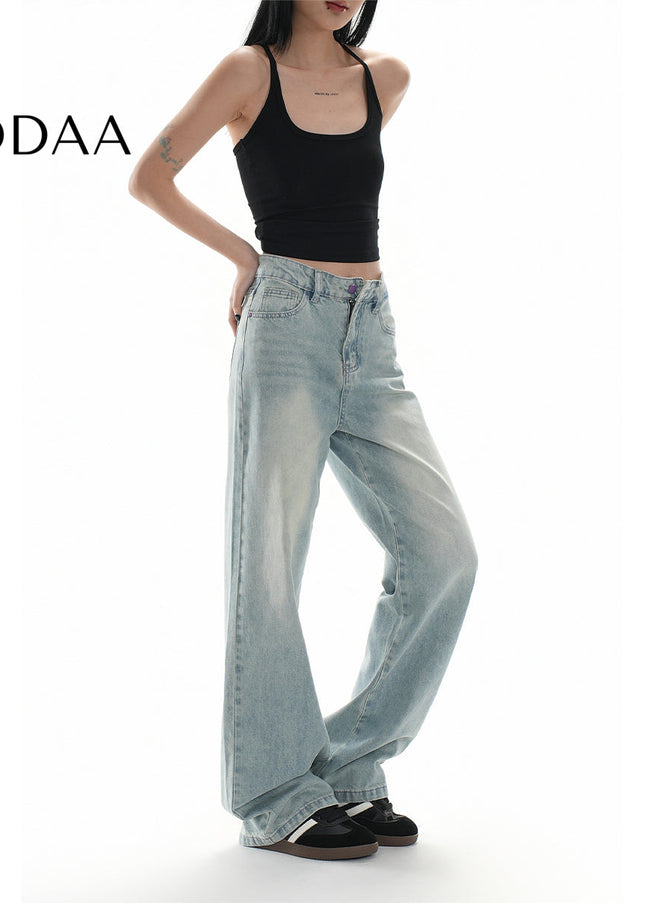 Light Blue Retro Wide-Leg Jeans for Women Spring 2025 - XS / Light Blue - Women’s Jeans