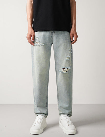 Light Blue Ripped Cropped Jeans for Men - 28 / Light Blue - Men’s Jeans
