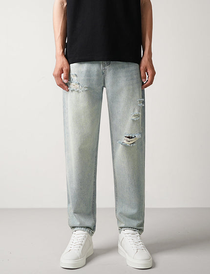 Light Blue Ripped Cropped Jeans for Men - 28 / Light Blue - Men’s Jeans