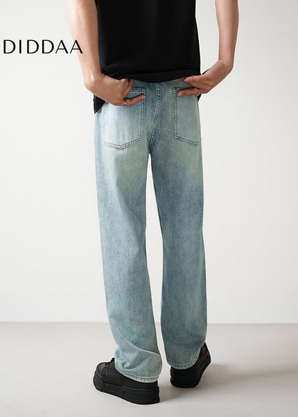 Light Blue Ripped Distressed Loose Straight Jeans - Men’s Jeans