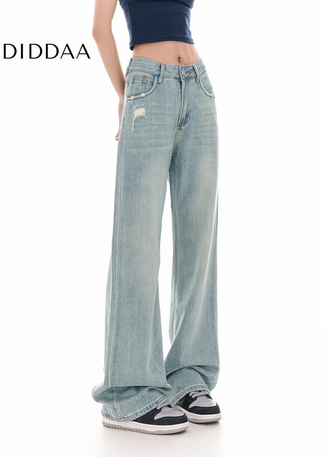 Light Blue Ripped High Waist Slim Jeans - Women’s Jeans