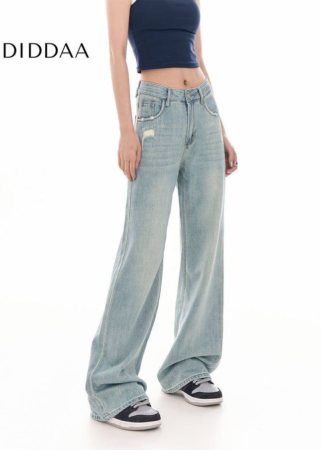 Light Blue Ripped High Waist Slim Jeans - Women’s Jeans